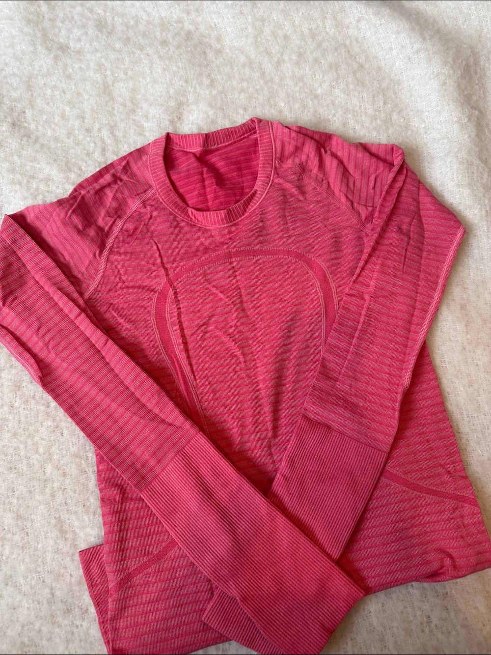 lululemon athletica Raspberry Striped Long Sleeve Performance Top